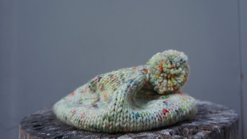 手织毛球毛线帽 - 帽子 - 羊毛 