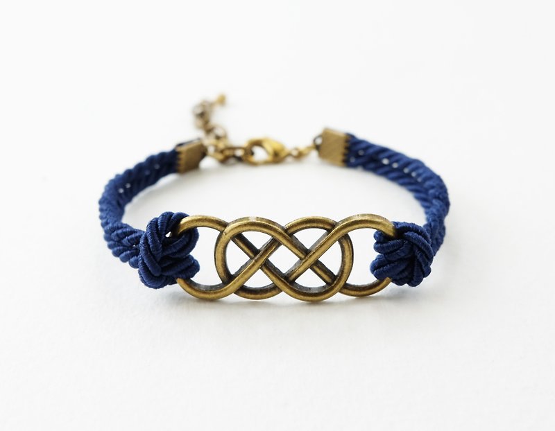 Infinity brass bracelet / Navy blue - 手链/手环 - 纸 蓝色