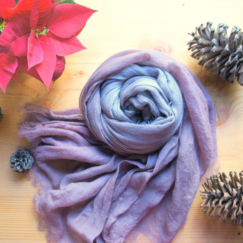 植物染羊毛围巾-蔷薇 - 丝巾 - 羊毛 紫色