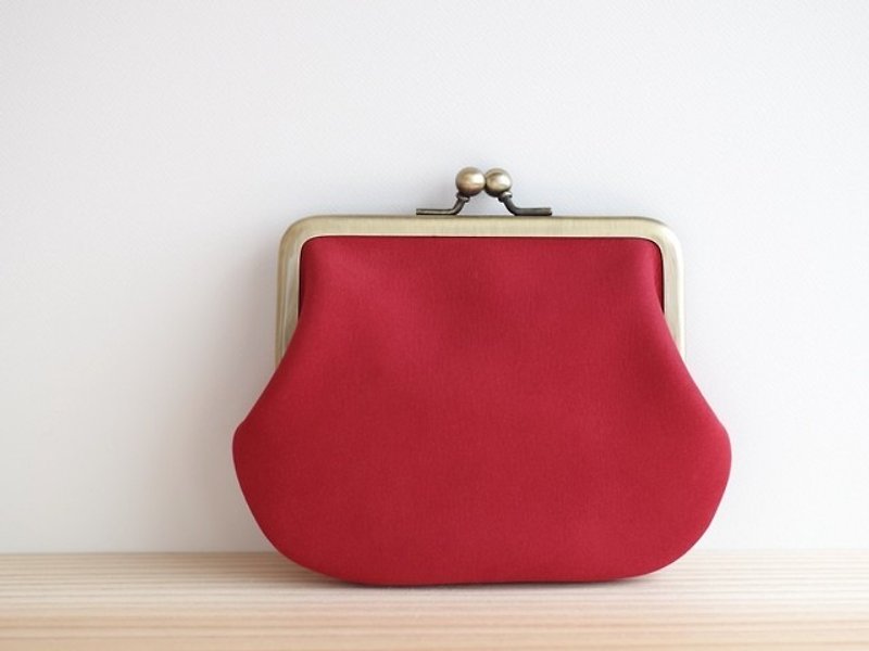 Square snap lock leather purse Red nubuck - 皮夹/钱包 - 真皮 红色