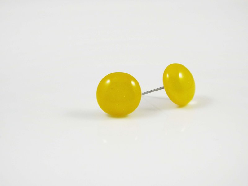 琉璃耳(圆)Pantone 123 - 耳环/耳夹 - 玻璃 黄色