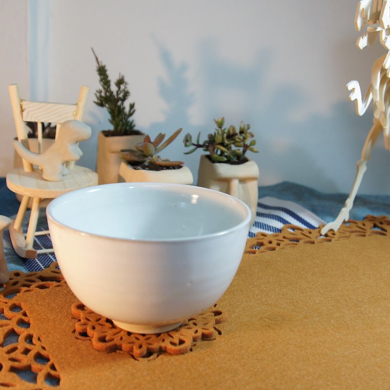 白釉茶碗,饭碗-容量约350ml - 碗 - 陶 白色