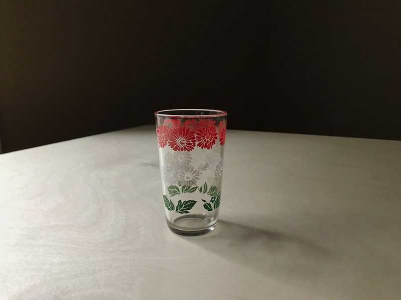 早期水杯/ 红白花儿 - 杯子 - 玻璃 多色