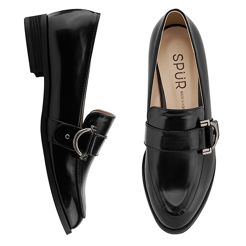 SPUR 皮带扣乐福鞋 MS7027 BLACK - 女款牛津鞋/乐福鞋 - 人造皮革 