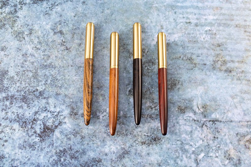 木制手工钢笔 钢珠笔 含雷射刻字 定制 木头笔【黄铜系列】 - 钢笔 - 木头 多色