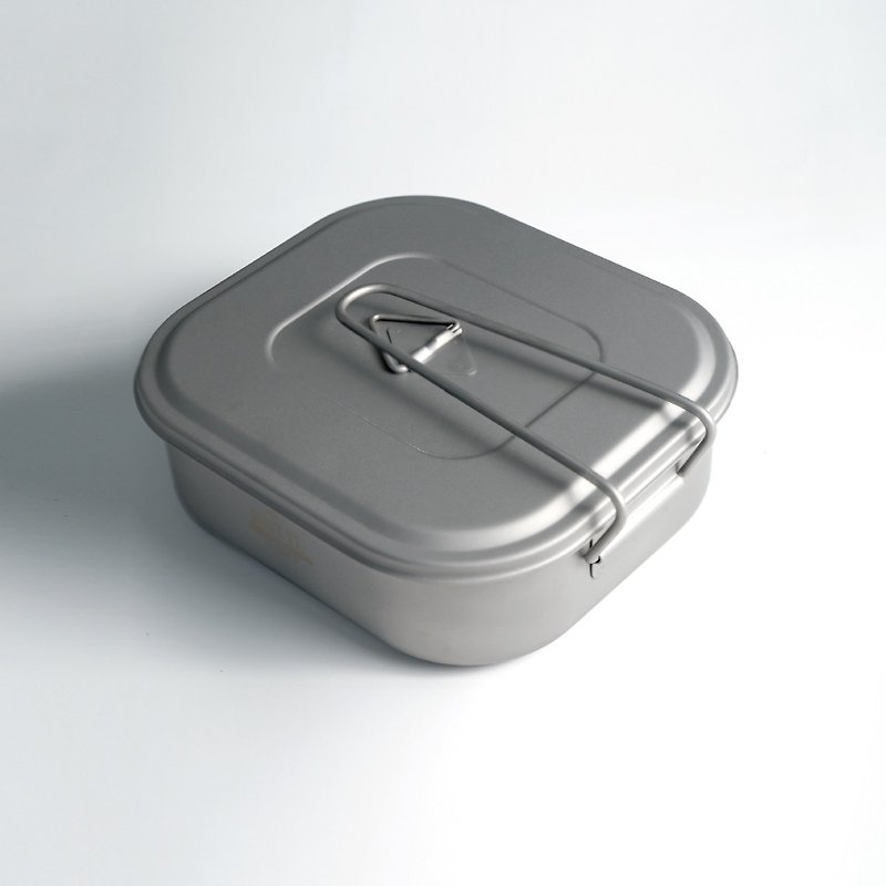 纯钛方形便当盒 纯钛餐具 登山露营碗 单层设计 可蒸 可直火加热 - 便当盒/饭盒 - 其他金属 银色