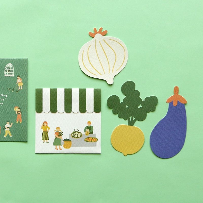 随意乐活造型卡片四入组-02蔬果店,E2D17002 - 卡片/明信片 - 纸 多色