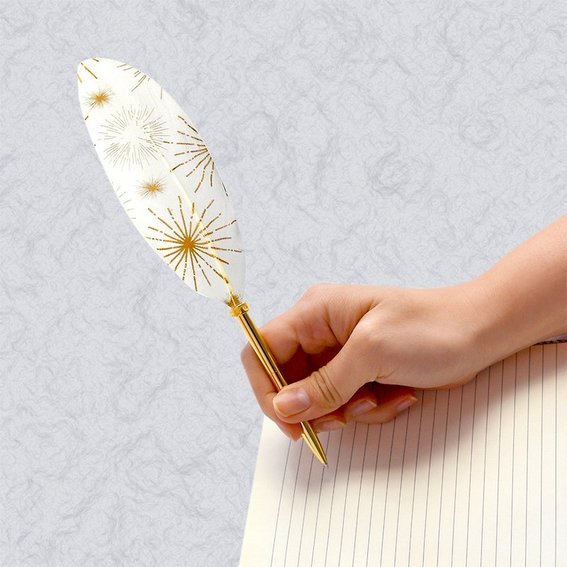 日本Quill Pen 羽毛原子笔Lucia光之使者 L01 羽毛笔 白烁之光 - 圆珠笔/中性笔 - 其他材质 白色