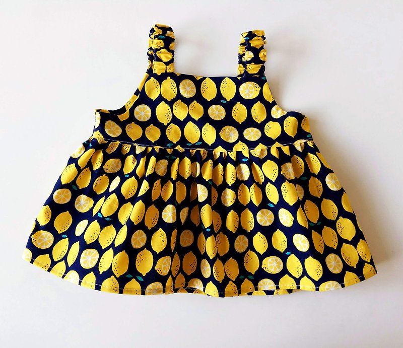 好多柠檬  宝贝上衣 夏日洋装式上衣 宝宝衣服 背心 - 童装上衣 - 棉．麻 黄色