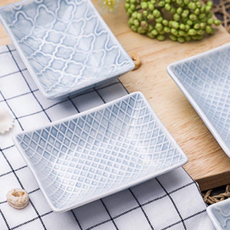 【JOYYE陶瓷餐具】几何人生浮雕调味碟（一套2件） - 浅碟/小碟子 - 瓷 