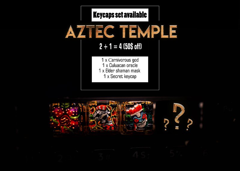 4 pcs Aztec Temple keycaps set, Premium keycaps set, Gift for boyfriend, Artisan - 电脑配件 - 树脂 紫色