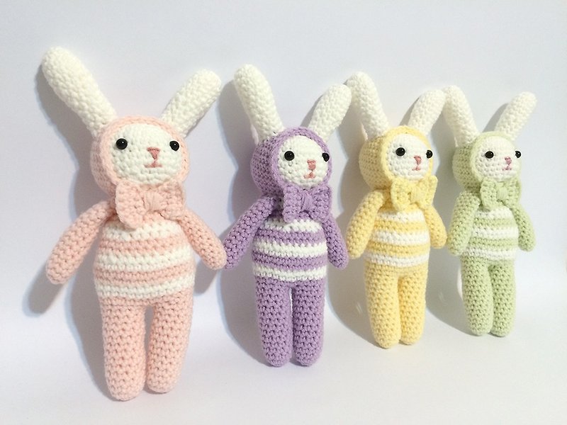 Aprilnana 粉红帽兔 兔子 毛线娃娃 可爱吊饰 编织娃娃 - 玩偶/公仔 - 其他材质 粉红色