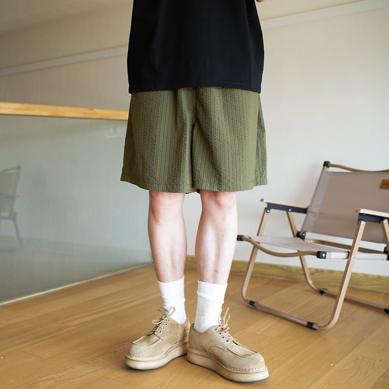 Casual Shorts条纹泡泡纱短裤 - 男士短裤 - 其他金属 黑色