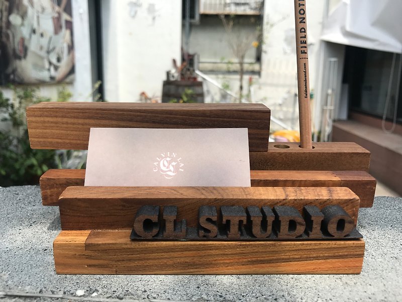 C.L Studio 【现代简约-几何风格木制手机架/名片座】N105 - 名片架/名片座 - 木头 咖啡色