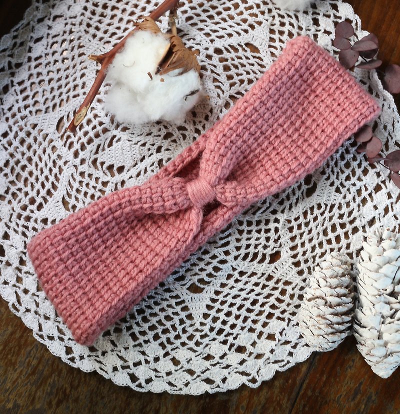 手作-爱粉红蝴蝶-毛线手编织发带 - 发饰 - 羊毛 粉红色