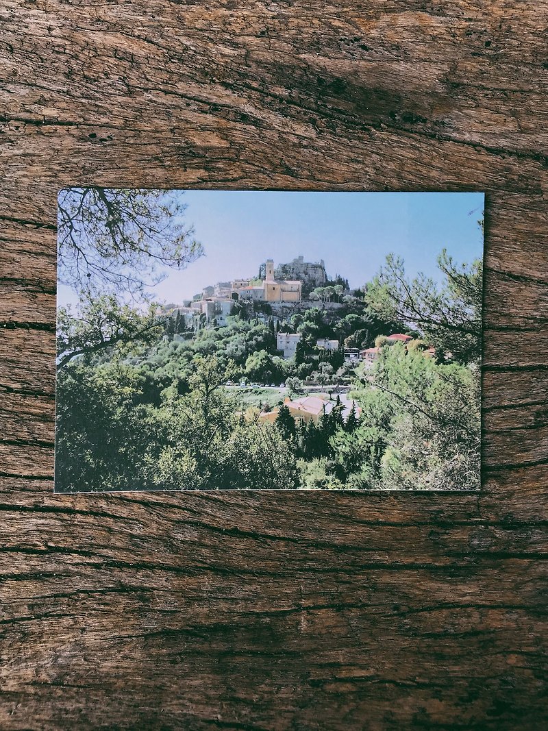 世界的风景。南法小镇 远眺山城 摄影明信片 青青的岛 - 卡片/明信片 - 纸 