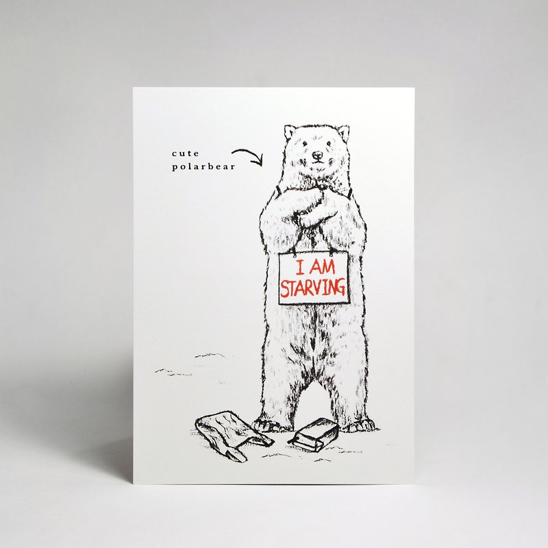 插画明信片-饥饿的北极熊 - 卡片/明信片 - 纸 白色