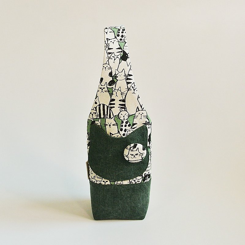 新绿猫-水壶袋/保温杯袋/饮料提袋/伞袋 - 随行杯提袋/水壶袋 - 棉．麻 绿色