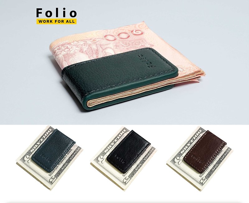 Folio：Tuff 钱夹双色真皮钞票夹。强力磁铁 - 皮夹/钱包 - 真皮 