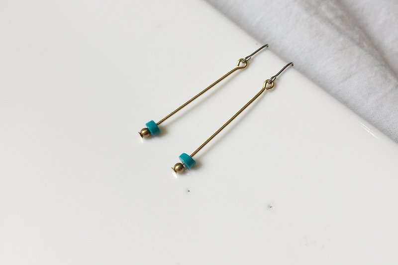 青 天然石黄铜造型耳环  - 耳环/耳夹 - 宝石 绿色
