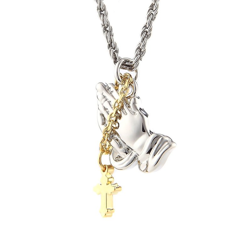 十字祈祷手项链 Praying Hands Necklace - 项链 - 其他金属 银色