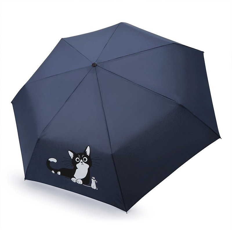 安全不回弹自动伞 防风抗UV超轻量省力 - 深蓝猫咪 - 雨伞/雨衣 - 防水材质 蓝色