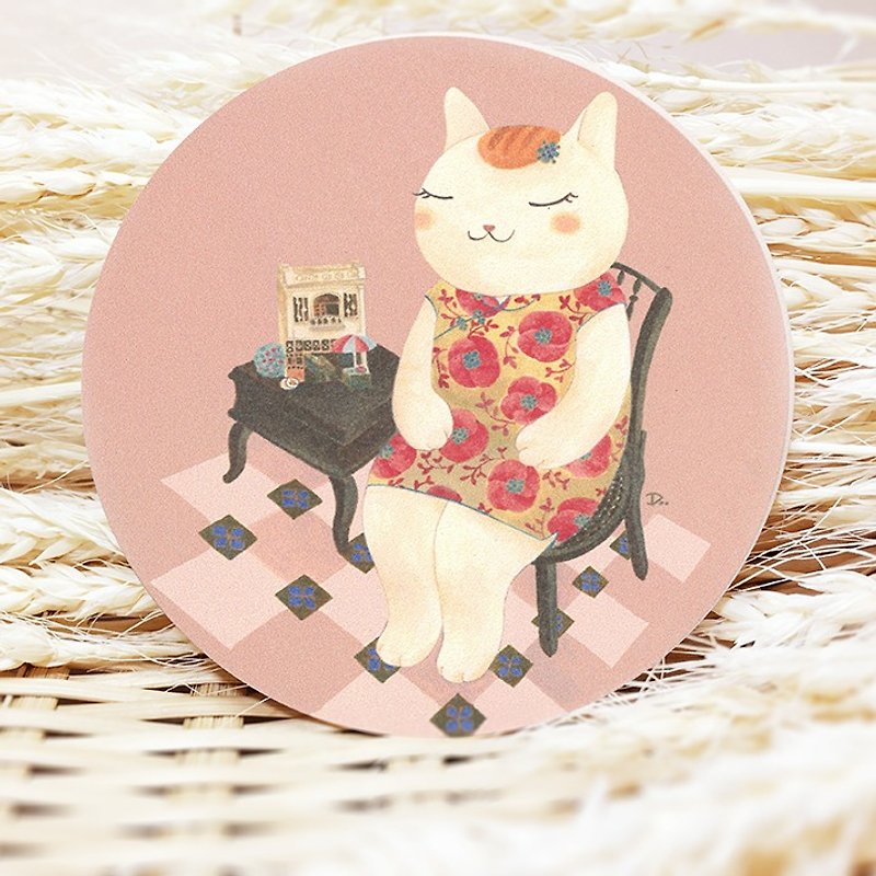 猫咪浮世绘-干益堂/陶瓷吸水杯垫 - 杯垫 - 陶 多色