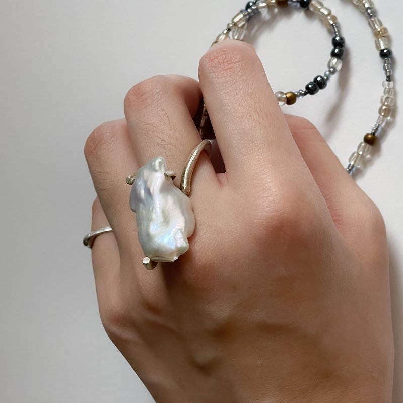 珍珠宝戒指 - 戒指 - 纯银 