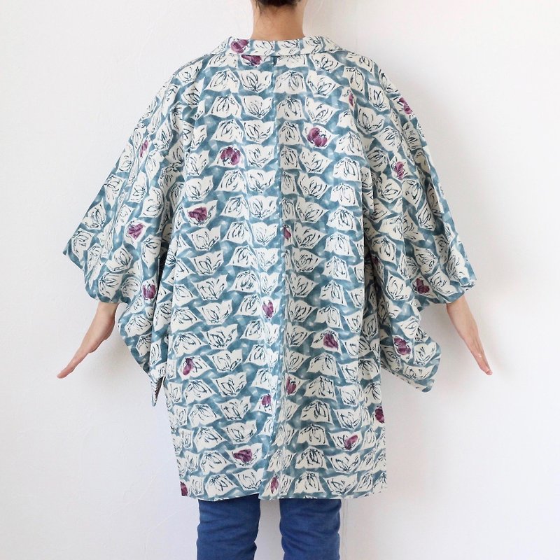 traditional kimono, kimono jacket, abstract kimono, Japanese kimono /3824 - 女装休闲/机能外套 - 聚酯纤维 蓝色