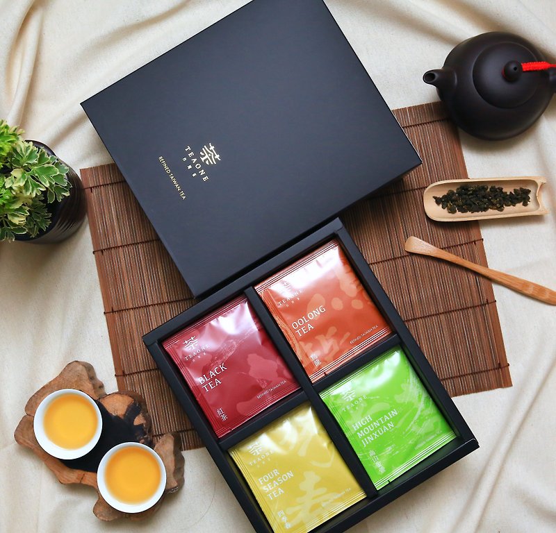 【TeaOne I 原叶茶包礼盒】四款台湾茶品、最佳茶叶伴手礼 - 茶 - 新鲜食材 黑色