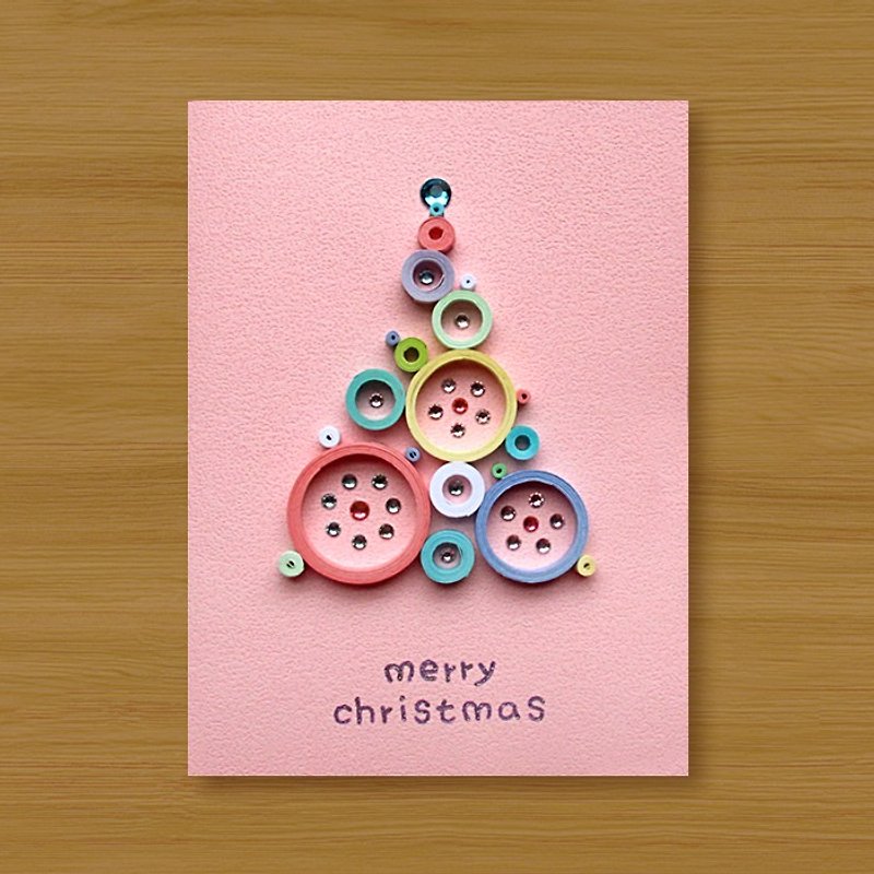 手工卷纸圣诞卡片 _ 来自远方的祝福 · 梦幻泡泡圣诞树_G  - 卡片/明信片 - 纸 粉红色