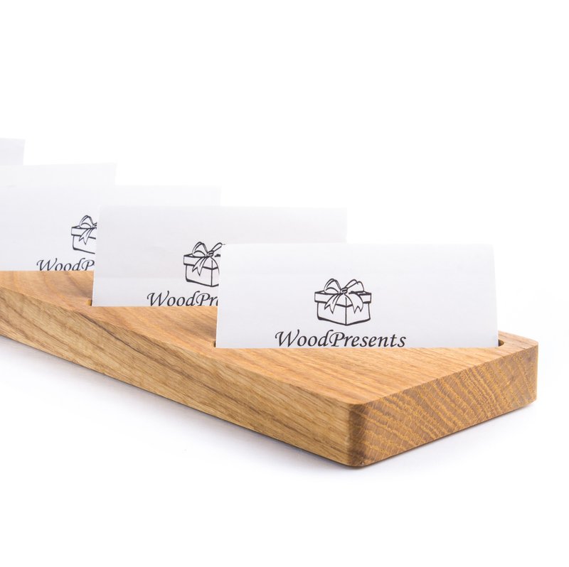 Multiple business card holder Wooden desk organizer Coworker gift idea - 名片架/名片座 - 木头 