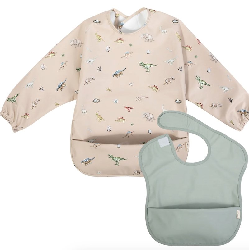 Ali+Oli 婴幼儿防水罩衫-2件装 - Dino/Mint - 围嘴/口水巾 - 其他材质 多色
