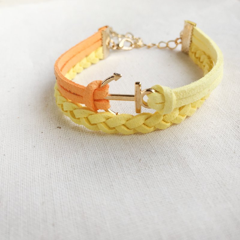 船锚 手工制作 双手环 淡金色系列-柠檬黄 限量 - 手链/手环 - 其他材质 黄色
