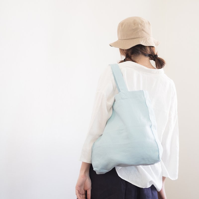 Casual Linen Tote Bag (Sky Blue) - 手提包/手提袋 - 亚麻 蓝色