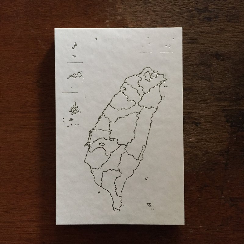 台湾地图明信片 / 白卡烫亮银 - 卡片/明信片 - 纸 白色