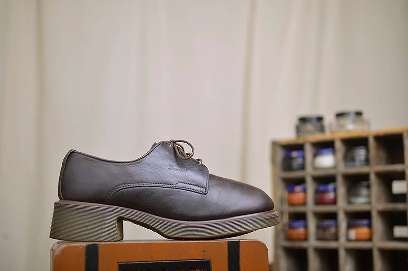 Vintage Dr. Martens 复古咖啡4孔马汀靴 英制老马丁 - 男款休闲鞋 - 真皮 咖啡色