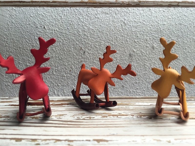 皮革制摇摇鹿 COLOR: 辣椒红 / 最可爱的疗愈小品 圣诞礼物 - 其他 - 真皮 红色