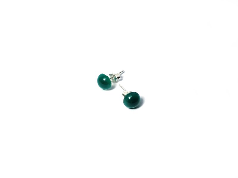 沉稳的初秋 / 绿玛瑙 天然石925纯银耳环 (一对) - 耳环/耳夹 - 宝石 绿色