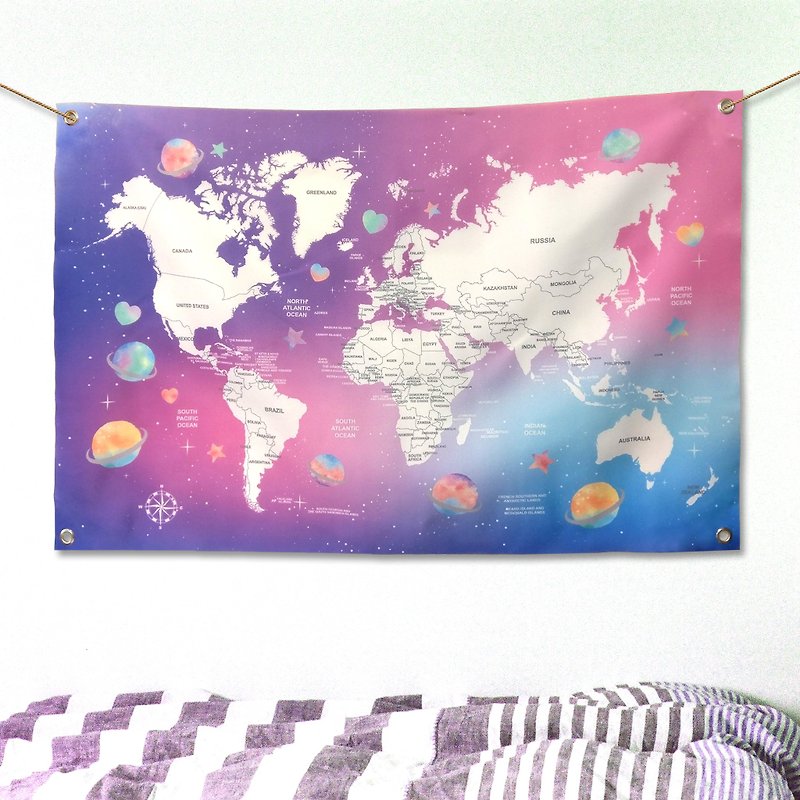 世界地图挂布 定制化 布幔 - 海报/装饰画/版画 - 其他材质 蓝色