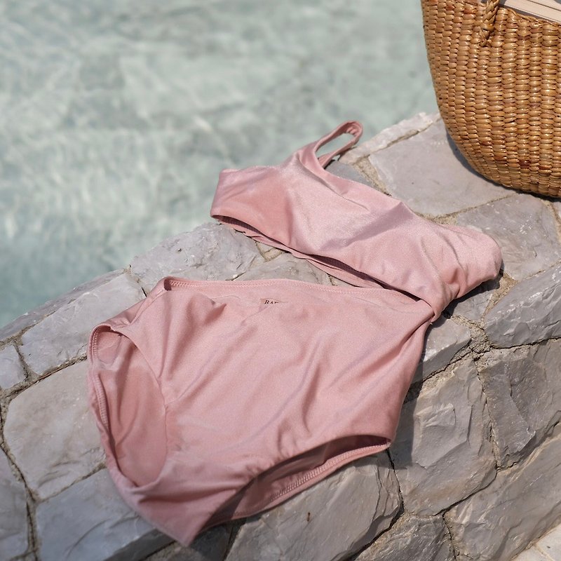 其他材质 女装泳衣/比基尼 粉红色 - RAFTnCO. Asymmetry Shimmery One-piece Swimsuit - Pink