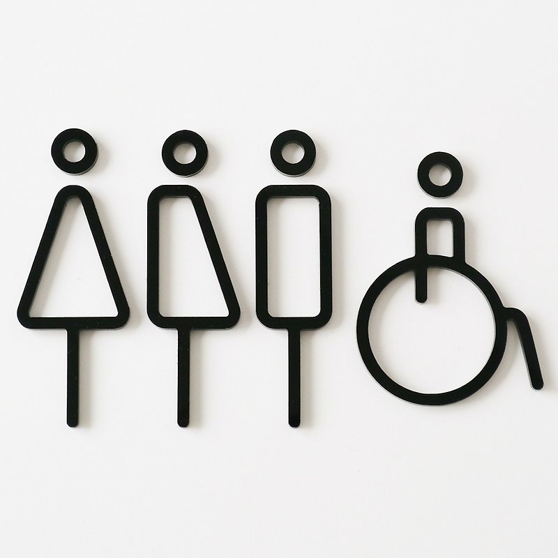 MOHEIM RESTROOM SIGN 男女标示四入 黑 - 其他 - 塑料 黑色