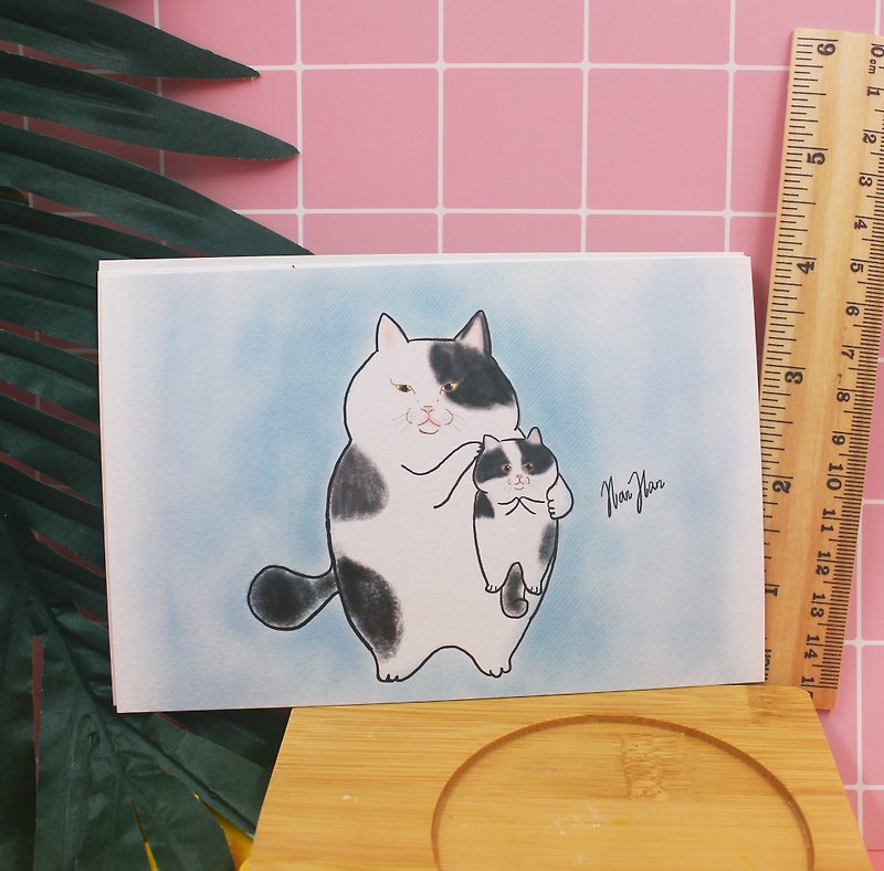 猫/母子/水彩纹路/明信片 - 卡片/明信片 - 纸 
