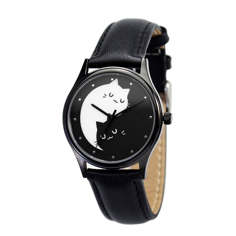 圣诞礼物阴阳猫手表 (kawaii) 中性设计 全球包邮 - 男表/中性表 - 不锈钢 