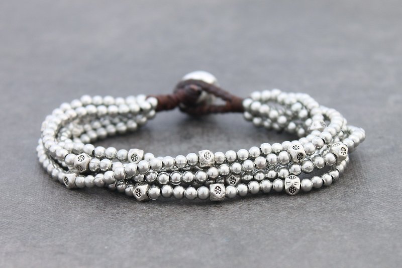 银西藏手链链条多珠编织魅力 - 手链/手环 - 其他金属 银色