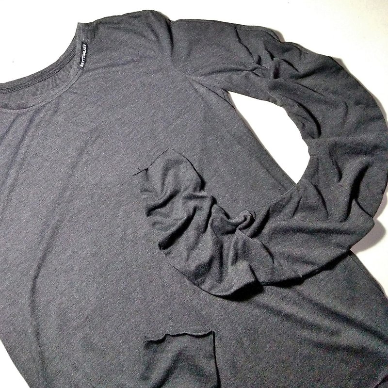 暗黑中性圆形弯袖上衣(女) Ray77 Galaxy - 女装 T 恤 - 聚酯纤维 灰色
