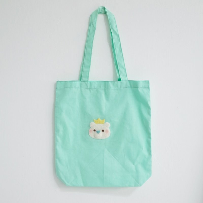 【Q-cute】袋子系列-Baby熊王子 - 侧背包/斜挎包 - 棉．麻 绿色