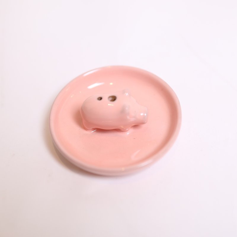 泡泡粉红猪线香座-公平贸易 - 香薰/精油/线香 - 陶 粉红色