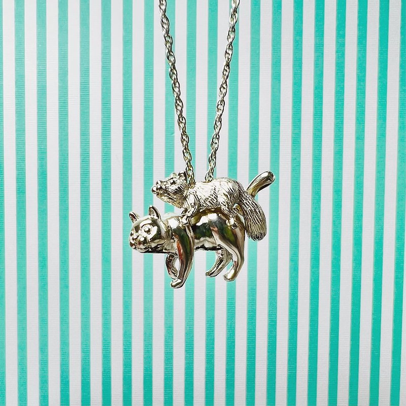 载我一程系列-猫咪&松鼠-纯银动物造型项链 Animal necklaces - 项链 - 纯银 银色