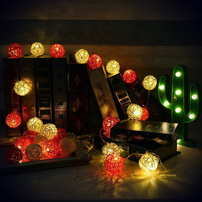 创意灯饰 藤球灯串 电池款 水果柳丁 长度2M LED气氛灯 圣诞节 - 灯具/灯饰 - 竹 橘色